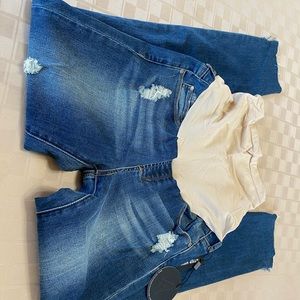 NWT Articles Of Society Size 28 (8) X 28 Maternity Jeans Step Hem Skinny Distres